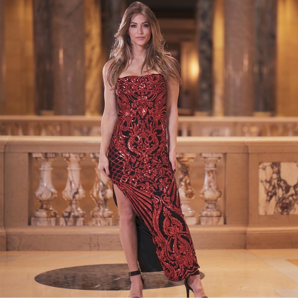 RED glamorous formal dress